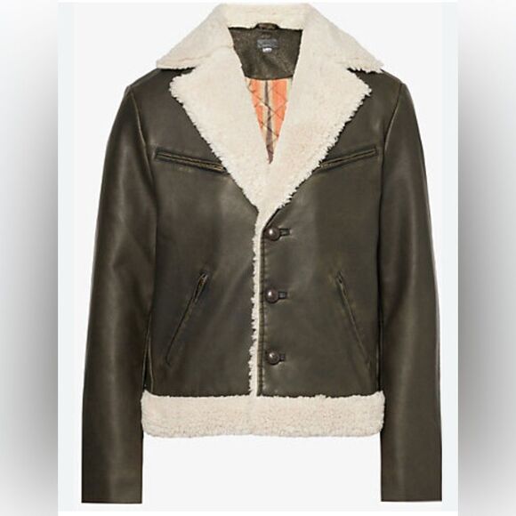 MOTHER The Mile High bomber jacket in brown faux leather and Sherpa detail M - Picture 5 of 16